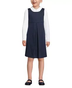 Платье с плиссировкой Big Girls Ponte до колена Lands' End, синий