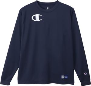 Мужская футболка с длинным рукавом Champion C3-YV410, круглый вырез, антибактериальная, влагоотводящая, быстросохнущая, с логотипом One Point, футболка с длинным рукавом, для волейбола, темно-синий