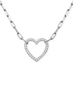 Ожерелье с подвеской в форме сердца из кубического циркония, 16 дюймов + удлинитель 2 дюйма, эксклюзивно в Macy's Giani Bernini, silver