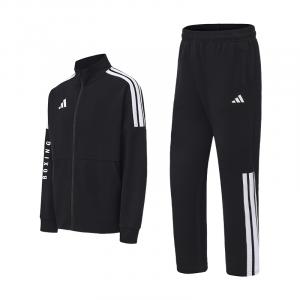 Повседневная спортивная одежда унисекс Adidas, set (черный белый stand collar top+черный белый straight fit pants)