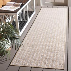 Ковер для улицы SAFAVIEH, 69 x 244 см, Terrace Collection - бежевый и айвори, устойчивый к погодным условиям и моющийся, идеально для патио, заднего двора, прихожей, террасы (TER808B)