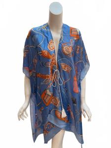 Женский пляжный кимоно-руана из атласной ткани в голубом цвете с завязками Pretty Persuasions