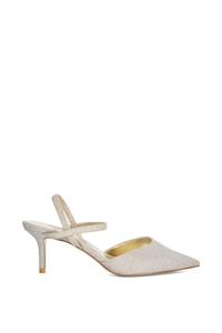 Классические широкие туфли на каблуке с ремешками Dune London, металлик