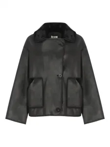 Пальто с меховым воротником и карманами Betta Corradi, черный