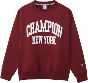 Мужская толстовка Champion TECH WEAVE TERRY с круглым вырезом, длинным рукавом, антибактериальная и антибактериальная, эластичная, теплая, с графическим логотипом, C3-YG002, темно-красный