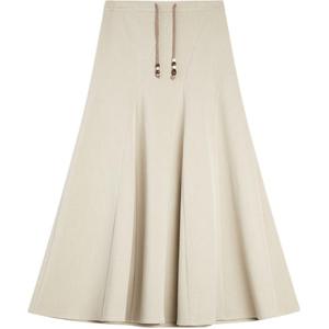 ELLE Повседневная длинная юбка женская Khaki умеренная миди юбка A-силуэта