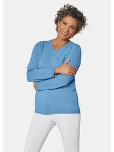 Базовый кашемировый свитер с V-образным вырезом небесно-голубого цвета GOLDNER