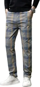 Мужские осенние брюки прямого кроя с клетчатым принтом MUFURONG