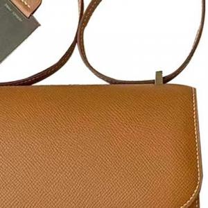 Констанс Эпсом Кожаная Мини Сумка Через Плечо Женская 37 Золото Золотисто-Коричневый HERMES