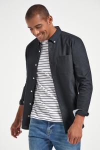 Оксфордская рубашка с длинными рукавами Next, черный