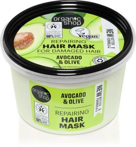 Восстанавливающая маска для волос с авокадо и оливой Organic Shop, 250 мл