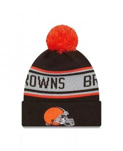 Коричневая вязаная шапка Cleveland Browns с повторяющимися манжетами и помпоном для мальчиков и девочек дошкольного возраста New Era, коричневый