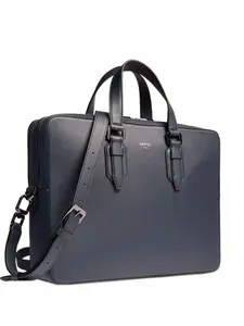 Кожаная сумка для ноутбука с пряжкой Lancel, синий