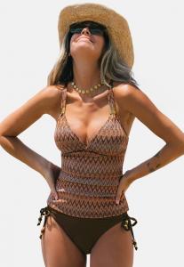 Купальник Cupshe BOHO CHIC CHEVRON TANKINI SET, Brown