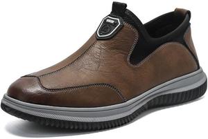 Мужские слипоны-лоаферы, удобная повседневная обувь, дышащие деловые туфли для мужчин, стильные туфли с эластичным воротником для ежедневной носки в офисе Qacksv, коричневый