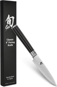 Kai Shun Classic универсальный нож, 10 см, дамаск 32 слоя, сталь VG-MAX, 61 HRC, рукоять из паккавуда, овощной, для чистки и нарезки