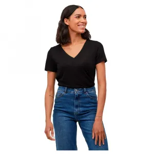 Футболка Vila Noel Lurex short sleeve v neck, коричневый