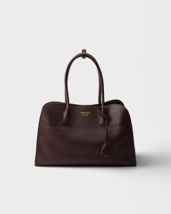 Большая кожаная сумка-шопер Prada, коричневый