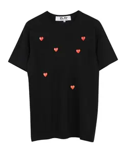 Футболка с логотипом красного сердца, черная Comme Des Garã§Ons Play, черный