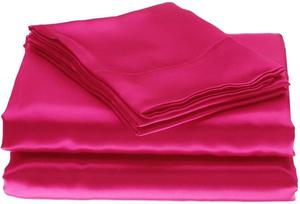 DreamyDestiny Комплект постельного белья из шелка Mulberry Silk 30 Momme однотонный ярко-розовый Hot Pink