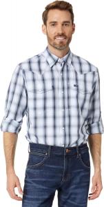 Лонгслив Wrangler Performance Long Sleeve Snap Plaid, цвет Blue/White
