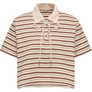 Женская рубашка-поло SS26 Moncler, белый/коричневый