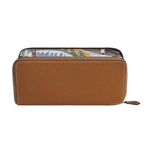 HERMES Кошелек Silk'In Epsom & Barenia Calfskin для женщин Gold & Blackcurrant