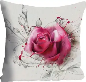 Декоративная подушка Queence "Цветение розы", чехол на подушку без наполнения, 1 шт 40х40 см, белый/светло-розовый/светло-розовый/розовый