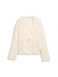 TOM TAILOR DENIM Вязаный кардиган в бежевом цвете