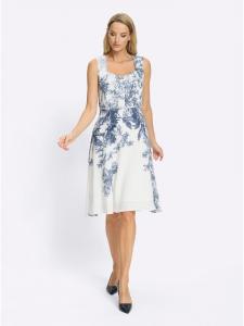 Heine Тканое платье с принтом цвета экрю и темно-синего цвета