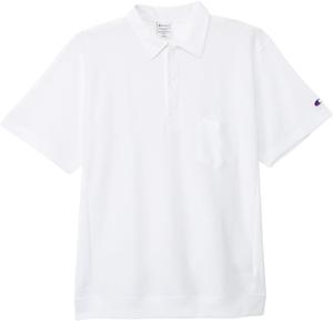 Поло с коротким рукавом, хлопок, производство США, свободный крой, обратное плетение, карман, C3-B308-060-L Champion, белый
