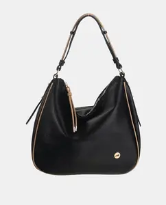 Плечевая сумка из искусственной кожи с металлической молнией Volum, черный