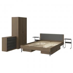Мебель для спальни, набор из 9 предметов BRUKSVARA IKEA, 180x200 см, цвет brown/anthracite