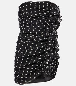 Мини-платье из шелкового шифона в горошек Nina Ricci, Polka Dots Black And Cream