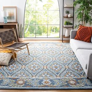 Ковер ручной работы из премиальной шерсти SAFAVIEH, 244 x 305 см, Blossom Collection Navy / Yellow BLM605N