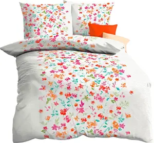 Комплект постельного белья Premium Seersucker 155x220 см, 2 предмета, Angelique Floral Multicolored Off-White Kaeppel