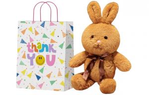 Плюшевая кукла милый кролик с бантом 40см высота 40см длина Mise, Cartoon Little Cute Bunny Doll-Brown[Shopping Bag]