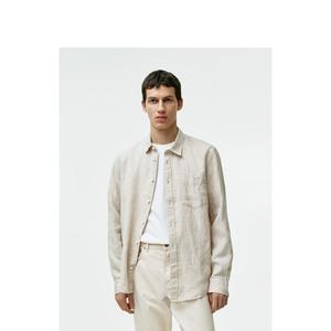 Мужская льняная повседневная рубашка Arket с длинными рукавами, бежевый