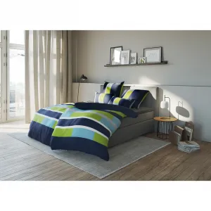 Постельное белье H.I.S» в размере «Этьен». 135х200 или 155х220 см», постельное белье из хлопка, неподвластное времени постельное белье с полосатым рисунком, синий/зеленый