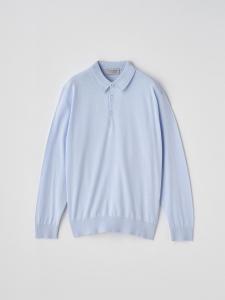 Хлопковая трикотажная рубашка-поло с длинными рукавами | S4886 | 30 г, современный крой