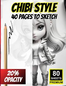 Chibi Style Sketchbook: 40 Pages to Sketch: Optimized Shading Practice for Artists of All Levels (80 Premium Sheets, 20% Opacity) (Independently published)