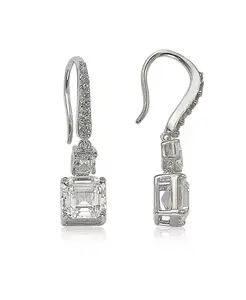 Серьги-Подвески Suzy Levian из стерлингового серебра с кубическим цирконием огранки «ашер» Suzy Levian New York, white