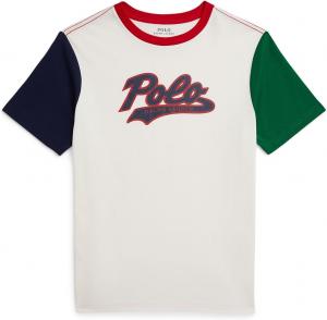 Футболка Polo Ralph Lauren Kids Logo Color-Blocked Cotton Tee, цвет Nevis/Multi