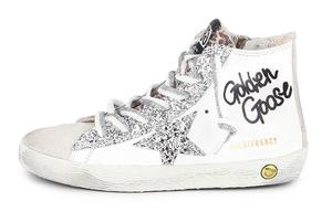 Детские кеды Golden Goose высокие, бело-серебристый