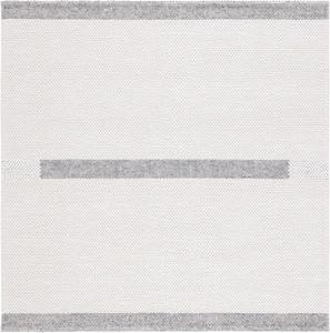 Ковер SAFAVIEH, 183 x 183 см, Natura Collection, Ivory & Dark Grey, ручной работы плоское переплетение, современная полоска, шерсть, идеально для помещений с высокой проходимостью в гостиной, спальне (NAT324F)