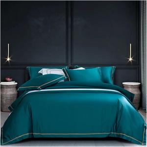 Generic Комплект постельного белья из египетского хлопка с вышивкой Green