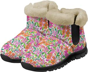 Женские зимние ботинки Jeiento Floral с цветами, легкие, пушистые, с утолщенной подошвой, противоскользящие, Pink Flower