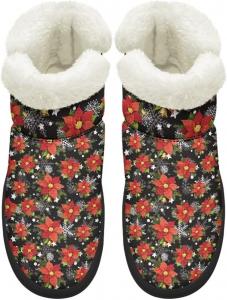 Женские зимние ботинки KEIAHUAN с мехом, теплые и утепленные, мини-ботильоны на платформе для снега, Christmas Flower