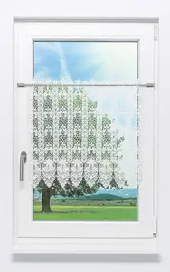 Штора для кафе, кружево Плауэн - цветочный медальон (Ш x В) 64 см * 60 см, белая