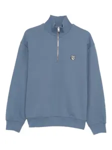 Свитшот на молнии наполовину с логотипом "Лисья голова" Maison Kitsuné, синий